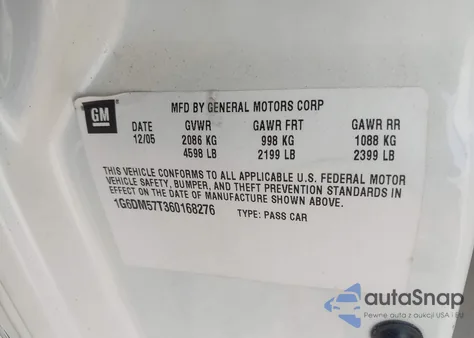 2006 Cadillac Cts Standard from USA, damaged, VIN 1G6DM57T360168276